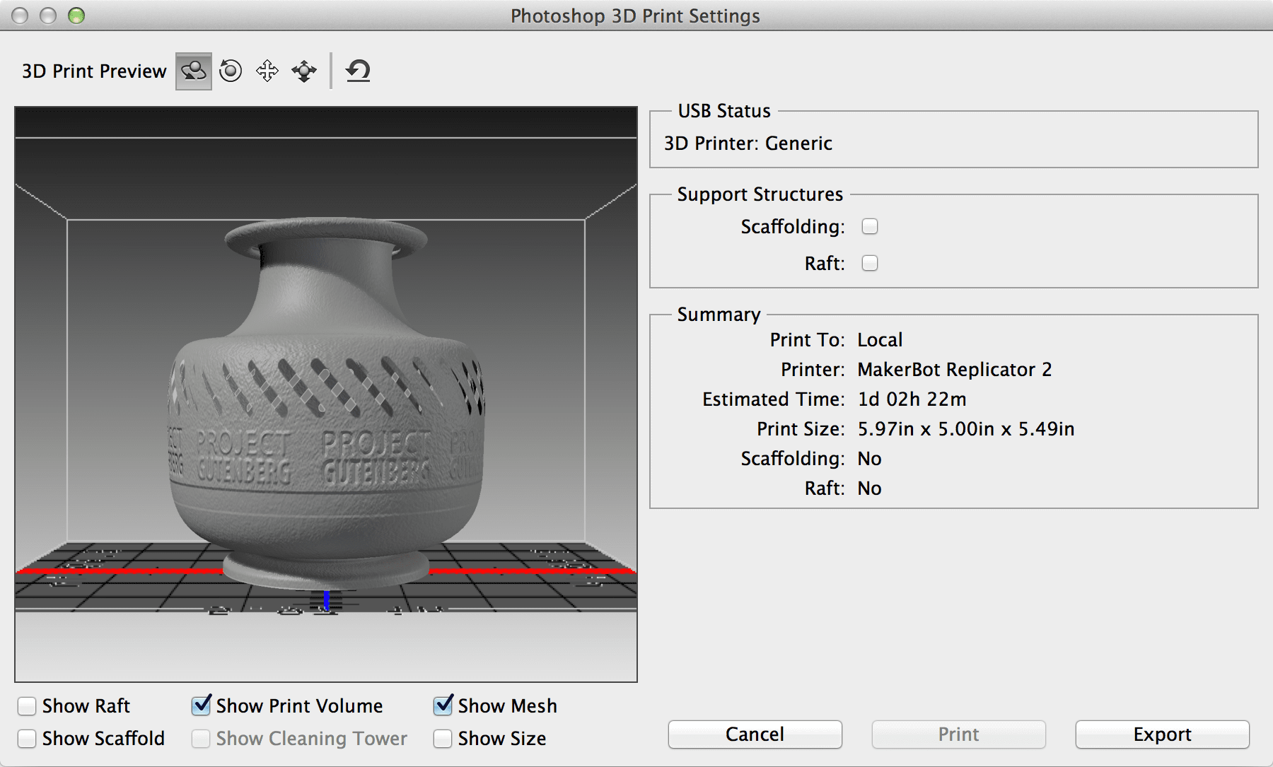 3D Print Dialog